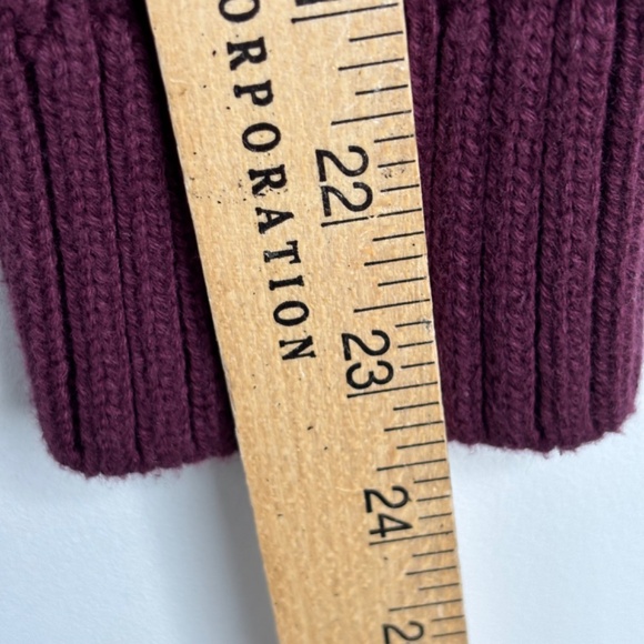 LL Bean Cable Knit Cardigan M Christmas Burgundy Preppy Granny Fisherman Cottage - Picture 8 of 9